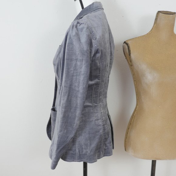 Sonia by Sonia Rykiel Gray Silver Velvet Button Patch Pockets SZ 38/US 6 Blazer - Picture 8 of 11